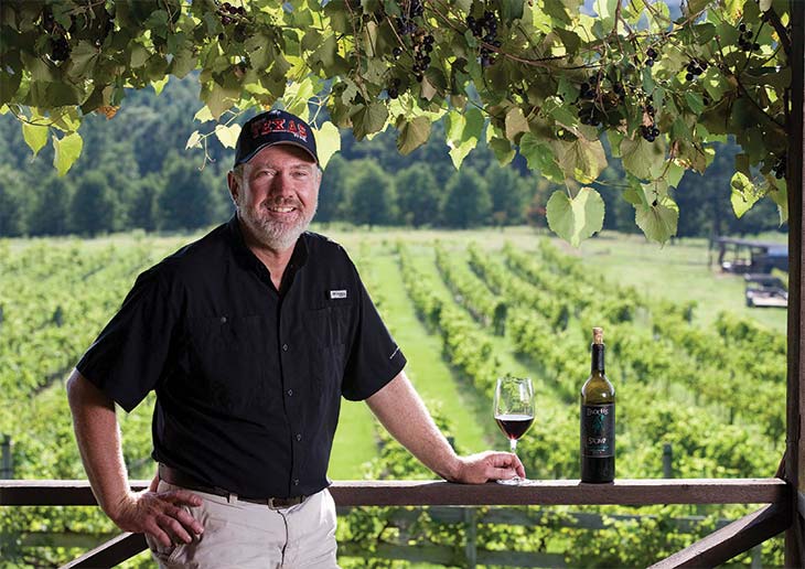 Altus Koegelenberg, owner of Enoch’s Stomp Vineyard and Winery near Harleton, Texas