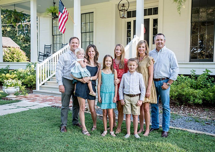 Pete Lensing and Cassie Condrey and their daughter, Milly; and Jason and Kathleen Condrey and their children Charlotte, Kiley and Houston.