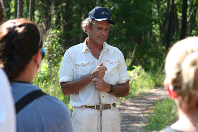 Dr. Doug Phillips and students on a trail
