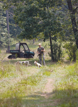 A hunter and his hunting dogs