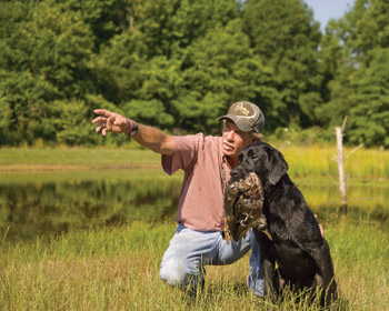 Steve Vires with Bear, a dog