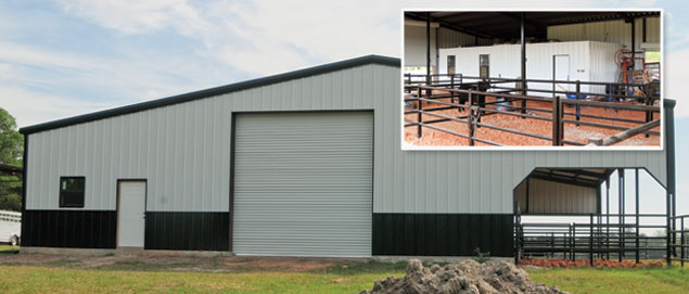 Werning barndo exterior. Inset: Werning barndo cattle pens