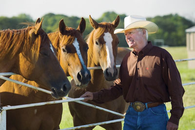 Ron Gabriel with his quarter horses