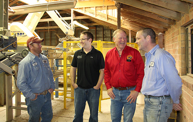 People laughing inside the mill