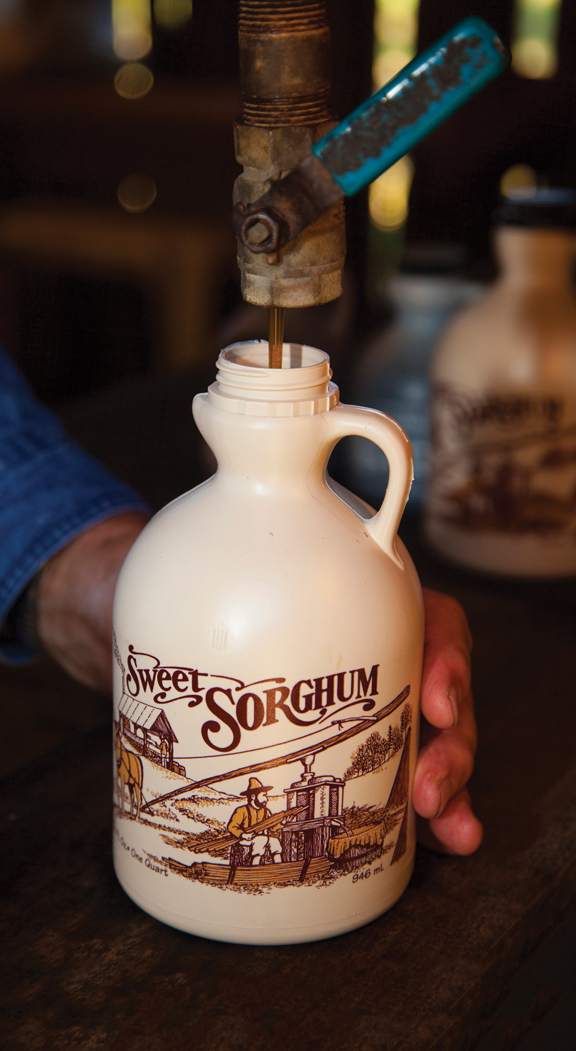 Pouring syrup into a jug