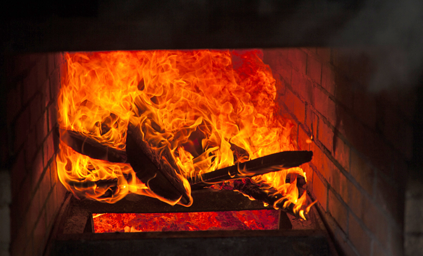 Cool-looking fire in a brick channel