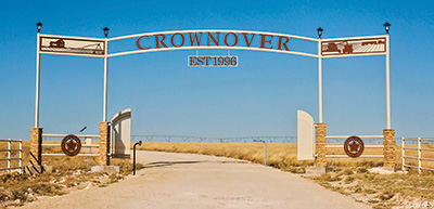 Entrance to a family farm, "Crownover Ranch"