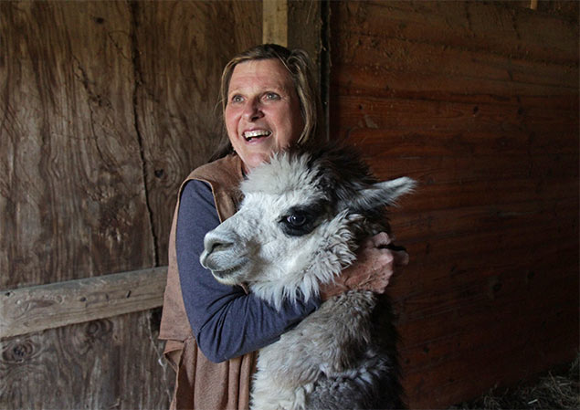 Cozette with male alpaca, Kodiak