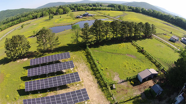 Overhead perspective of farm