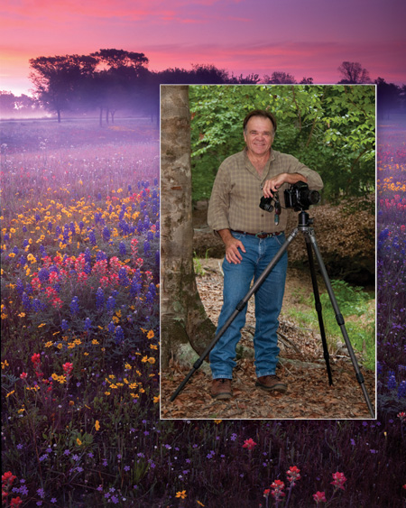 Portrait of Joe Lowery inset; &quot;The Aggie Sunrise&quot; photo from Gillespie County