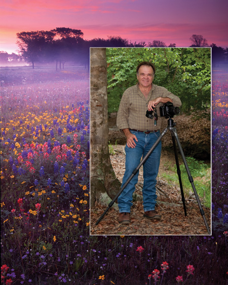 Portrait of Joe Lowery inset; "The Aggie Sunrise" photo from Gillespie County