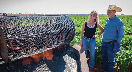 Rick and Evelyn Ledbetter roasting chile