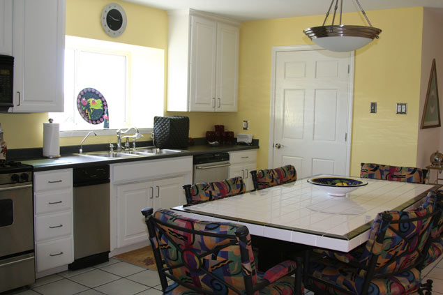 The Thomas' bright and cheery kitchen