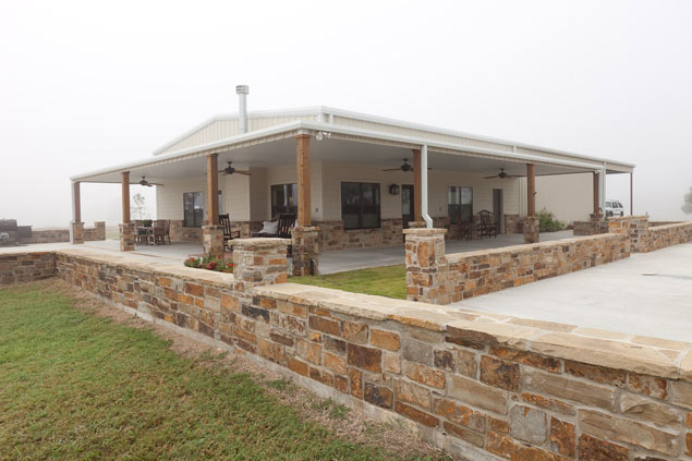 McDowell barndominium - wraparound porch and fire pit