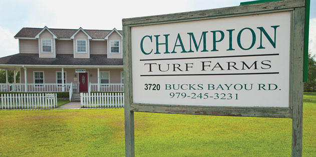 Champion Turf Farms sign