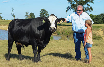 Gary Jamerson and a neighbor with a cow