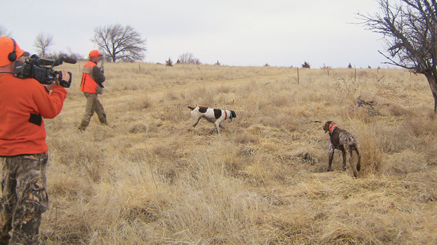 Cameraman films Jeff Ensor and dogs