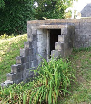 traditional cinder-block shelter