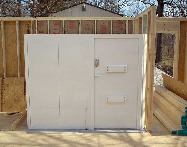 Safe room being installed in new home construction