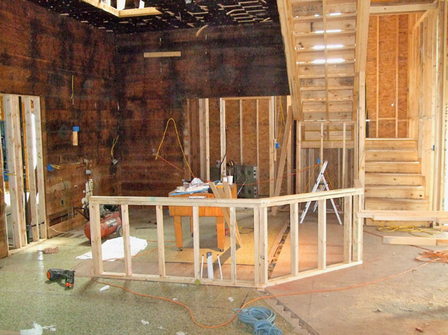 During view: butcher's block in kitchen