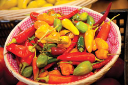 Bowl of hot peppers at the Mississippi Central Market