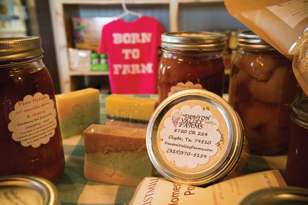 Jars of pears sold in farm store