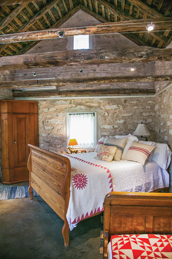 Carriage house was converted into bedroom with bathroom