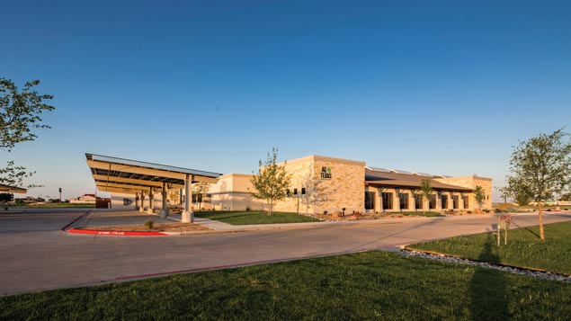 Solar panels in the parking lot at AgTexas&#x27; Amarillo branch