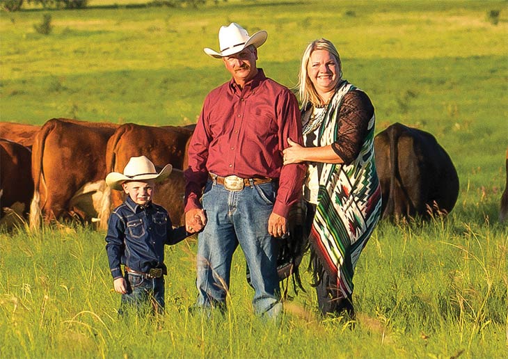 The Worrells and cows on their ranch