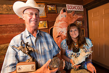 Sammy and Rena with their trophies