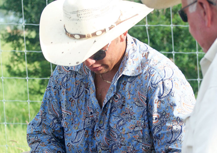 inspecting a white-tailed deer for ticks