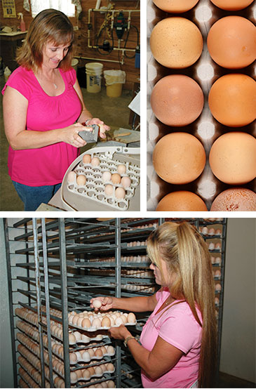 Sherrie and Christina Caskey with eggs