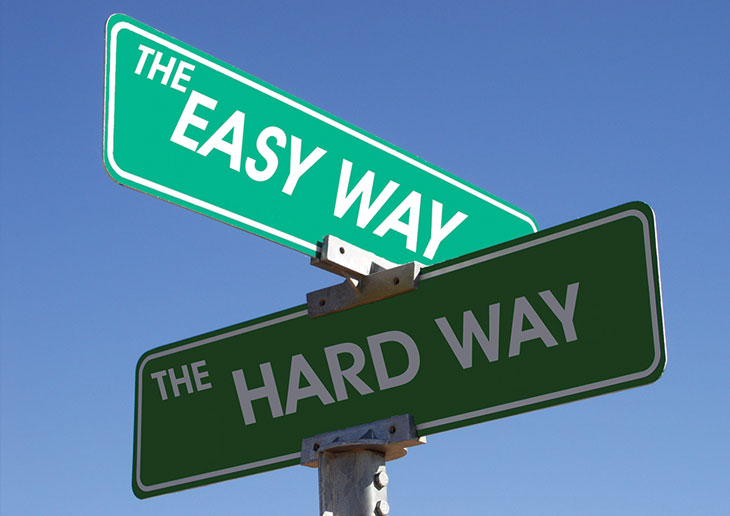 Street signs - The Easy Way crossed with The Hard Way