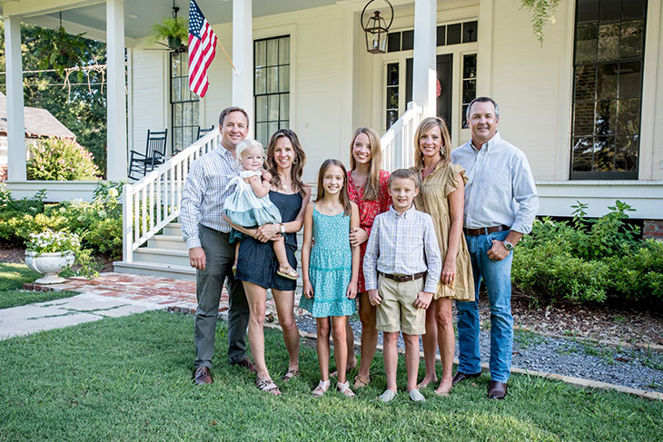 Pete Lensing and Cassie Condrey and their daughter, Milly; and Jason and Kathleen Condrey and their children Charlotte, Kiley and Houston.