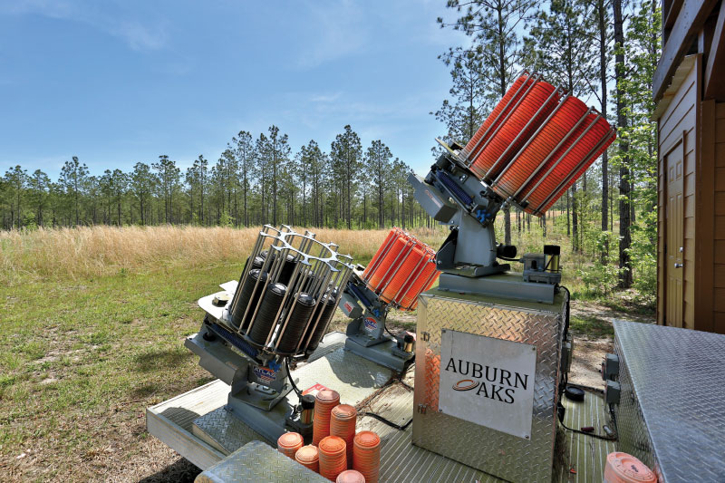 Picture of skeet thrower and clay disks 