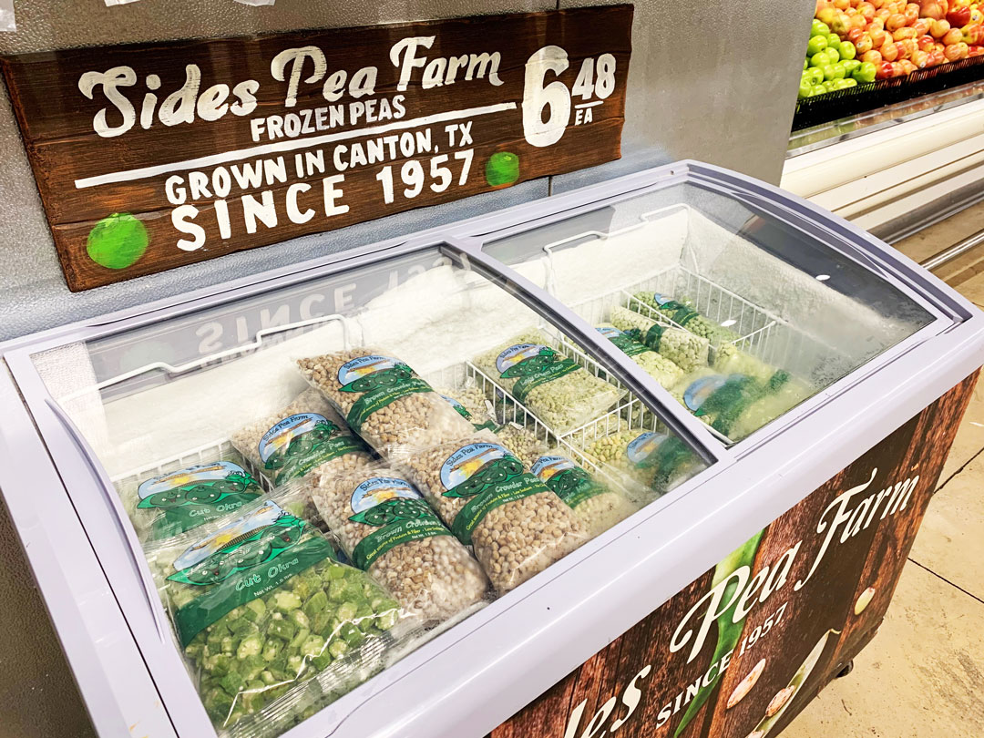 Sides pea display