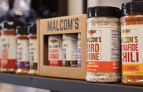 photo of Malcom’s custom barbecue rubs and seasonings