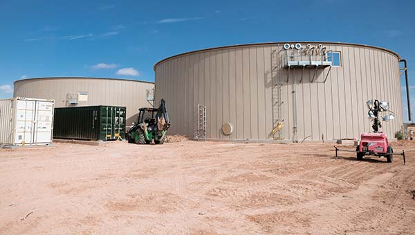 two large digester tanks